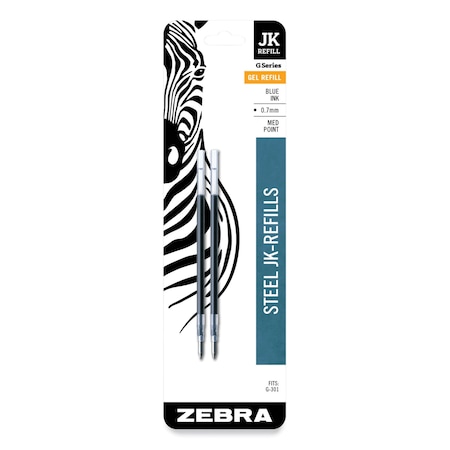 Zebra Pen Zebra G-301 JK Gel Stainless Steel Pen Refill - 0.70 mm Point - Blue Ink - Acid-free - 2-/ Pack 88122